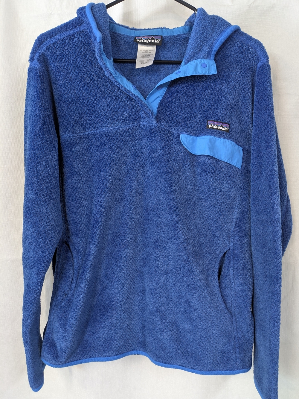 Patagonia Women's  Retool Snap Hooded Blue Fleece Pullover Fleece Jacket